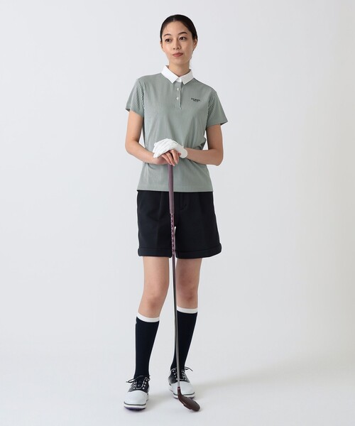BEAMS GOLF(ビームスゴルフ)の「〈WOMEN〉PURPLE LABEL / ストライプ クレリック ポロシャツ(ポロシャツ・レディース・グリーン/ネイビー・S/M/L)」の5枚目の写真