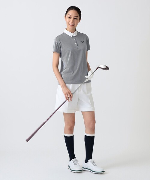 BEAMS GOLF(ビームスゴルフ)の「〈WOMEN〉PURPLE LABEL / ストライプ クレリック ポロシャツ(ポロシャツ・レディース・グリーン/ネイビー・S/M/L)」の9枚目の写真