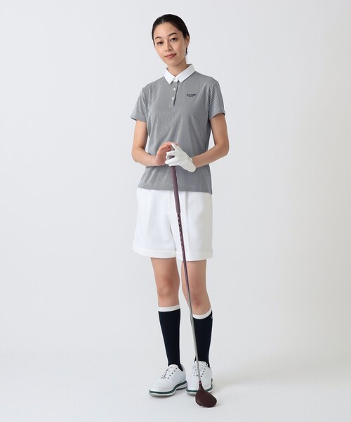 BEAMS GOLF(ビームスゴルフ)の「〈WOMEN〉PURPLE LABEL / ストライプ クレリック ポロシャツ(ポロシャツ・レディース・グリーン/ネイビー・S/M/L)」の10枚目の写真