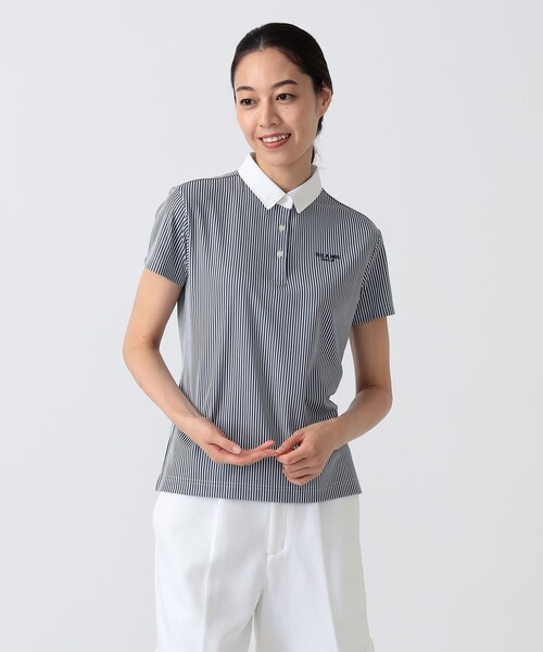BEAMS GOLF(ビームスゴルフ)の「〈WOMEN〉PURPLE LABEL / ストライプ クレリック ポロシャツ(ポロシャツ・レディース・グリーン/ネイビー・S/M/L)」の11枚目の写真
