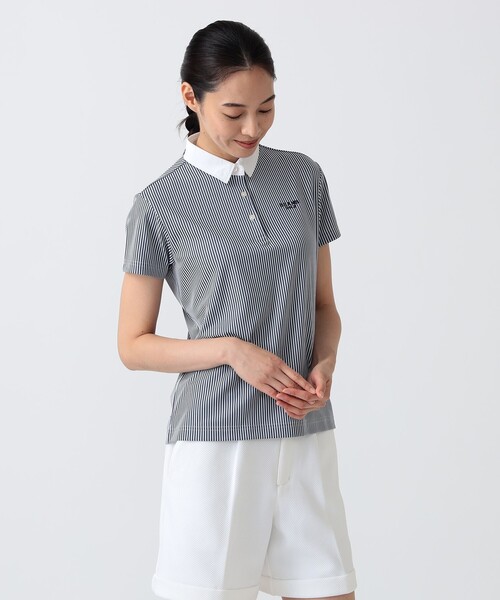 BEAMS GOLF(ビームスゴルフ)の「〈WOMEN〉PURPLE LABEL / ストライプ クレリック ポロシャツ(ポロシャツ・レディース・グリーン/ネイビー・S/M/L)」の12枚目の写真
