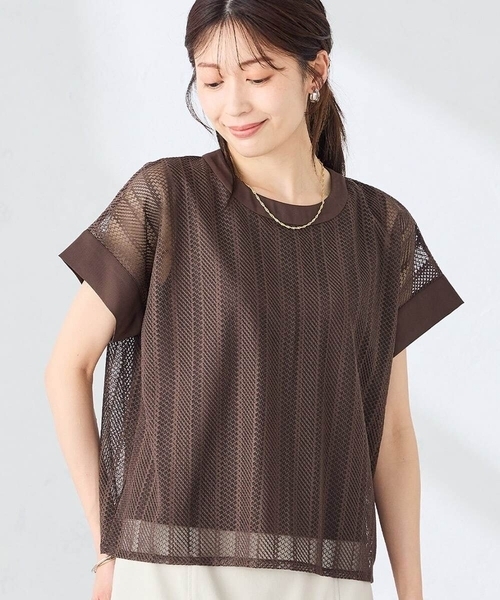 a.v.v(アーヴェヴェ)の「幾何レースレイヤードトップス(Tシャツ/カットソー・レディース・クリーム/ホワイト/アイボリー/ブラック/ブラウン/グリーン・38/40/36)」の4枚目の写真