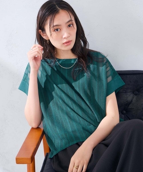 a.v.v(アーヴェヴェ)の「幾何レースレイヤードトップス(Tシャツ/カットソー・レディース・クリーム/ホワイト/アイボリー/ブラック/ブラウン/グリーン・38/40/36)」の6枚目の写真
