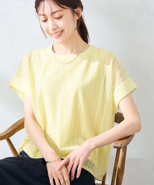 a.v.v(アーヴェヴェ)の「幾何レースレイヤードトップス(Tシャツ/カットソー・レディース・クリーム/ホワイト/アイボリー/ブラック/ブラウン/グリーン・38/40/36)」の5枚目の写真