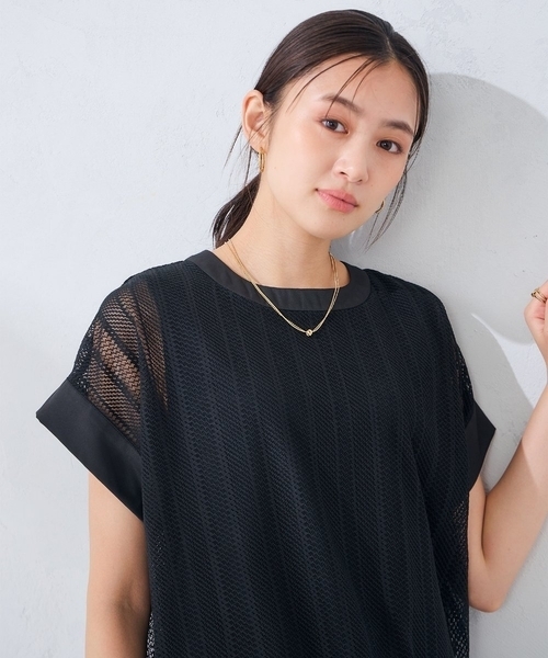 a.v.v(アーヴェヴェ)の「幾何レースレイヤードトップス(Tシャツ/カットソー・レディース・クリーム/ホワイト/アイボリー/ブラック/ブラウン/グリーン・38/40/36)」の3枚目の写真