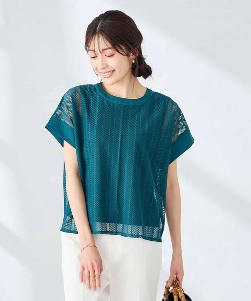 a.v.v(アーヴェヴェ)の「幾何レースレイヤードトップス(Tシャツ/カットソー・レディース・クリーム/ホワイト/アイボリー/ブラック/ブラウン/グリーン・38/40/36)」の7枚目の写真