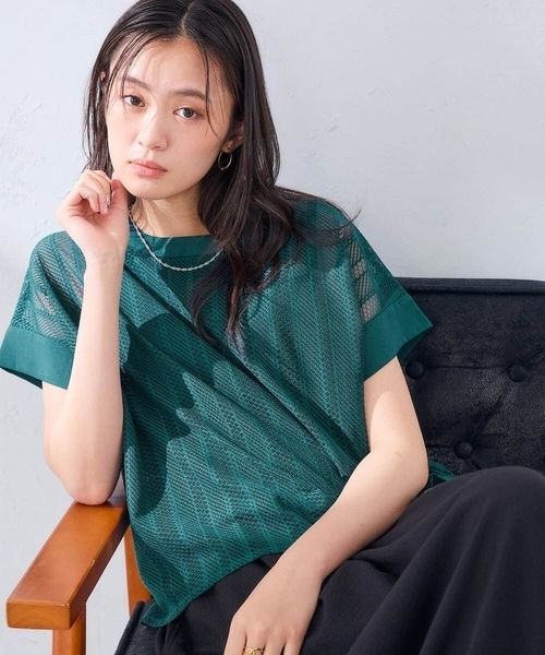 a.v.v(アーヴェヴェ)の「幾何レースレイヤードトップス(Tシャツ/カットソー・レディース・クリーム/ホワイト/アイボリー/ブラック/ブラウン/グリーン・38/40/36)」の14枚目の写真