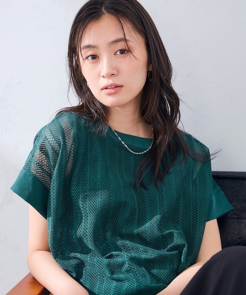 a.v.v(アーヴェヴェ)の「幾何レースレイヤードトップス(Tシャツ/カットソー・レディース・クリーム/ホワイト/アイボリー/ブラック/ブラウン/グリーン・38/40/36)」の15枚目の写真
