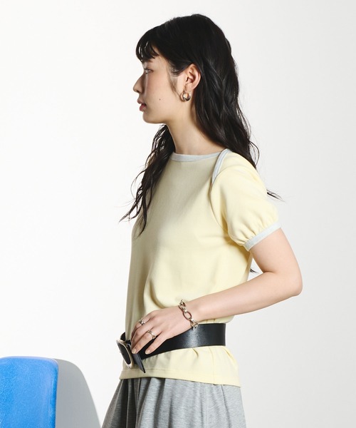 ROSE BUD(ローズバッド)の「RAGLAN PIPING TEE(Tシャツ/カットソー・レディース・ブラウン/ライトイエロー・ONE SIZE)」の4枚目の写真