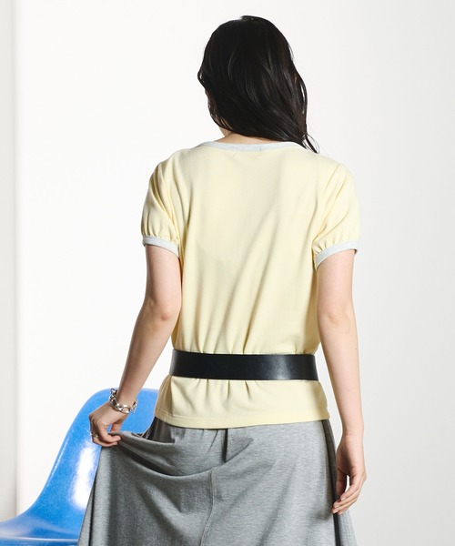 ROSE BUD(ローズバッド)の「RAGLAN PIPING TEE(Tシャツ/カットソー・レディース・ブラウン/ライトイエロー・ONE SIZE)」の5枚目の写真