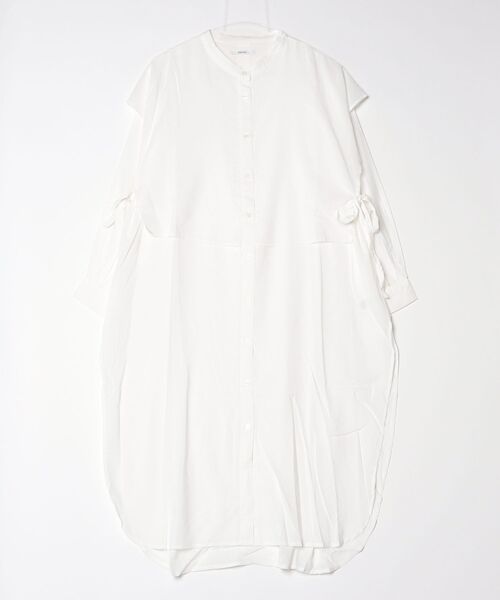 OMNES(オムネス)の「綿レーヨンバンドカラーケープシャツチュニック(チュニック・レディース・ホワイト・F)」の1枚目の写真