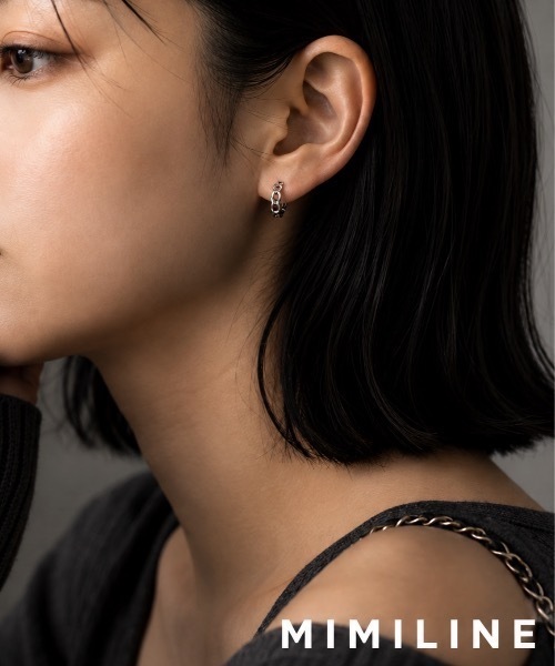 MIMILINE(ミミライン)の「チェーンサークルピアス(ピアス(両耳用)・レディース・シルバー・FREE)」の1枚目の写真