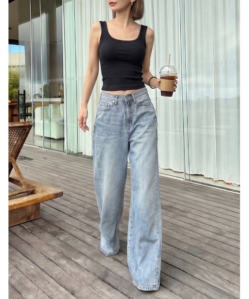 Re:EDIT（リエディ）の「[カップ付き/ノンワイヤー/ストレッチ/エアリータッチ]Libre Beauty Bra Top スクエアネックリブタンクトップ（タンクトップ・レディース・ネイビー/カーキ/ホワイト/グレー/ブラック・MEDIUM/LARGE）」の19枚目の写真
