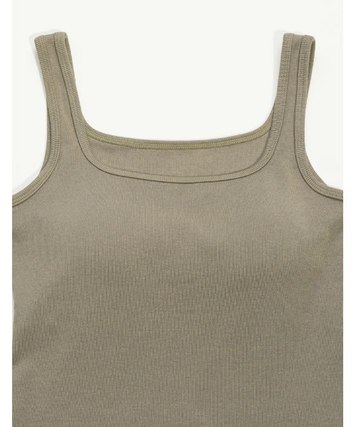 Re:EDIT（リエディ）の「[カップ付き/ノンワイヤー/ストレッチ/エアリータッチ]Libre Beauty Bra Top スクエアネックリブタンクトップ（タンクトップ・レディース・ネイビー/カーキ/ホワイト/グレー/ブラック・MEDIUM/LARGE）」の10枚目の写真