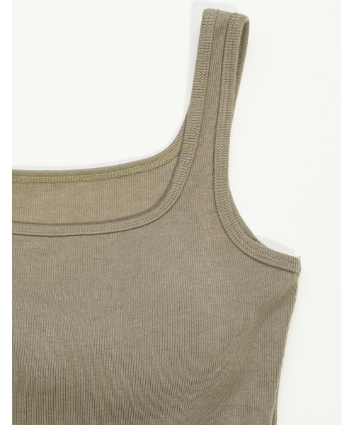 Re:EDIT（リエディ）の「[カップ付き/ノンワイヤー/ストレッチ/エアリータッチ]Libre Beauty Bra Top スクエアネックリブタンクトップ（タンクトップ・レディース・ネイビー/カーキ/ホワイト/グレー/ブラック・MEDIUM/LARGE）」の11枚目の写真