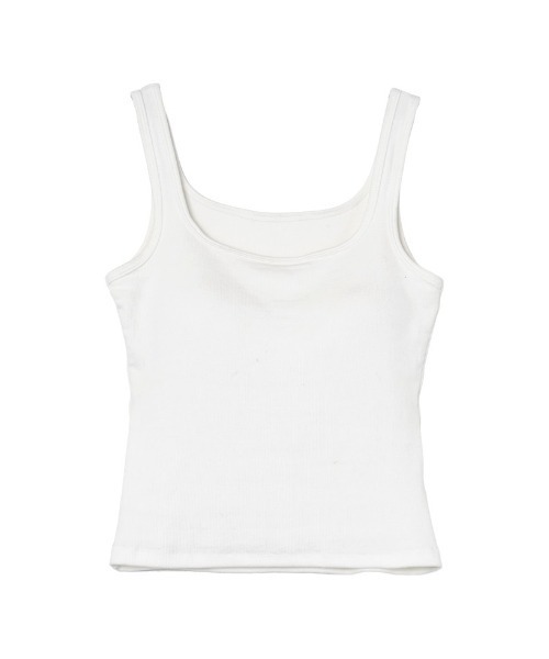 Re:EDIT（リエディ）の「[カップ付き/ノンワイヤー/ストレッチ/エアリータッチ]Libre Beauty Bra Top スクエアネックリブタンクトップ（タンクトップ・レディース・ネイビー/カーキ/ホワイト/グレー/ブラック・MEDIUM/LARGE）」の15枚目の写真