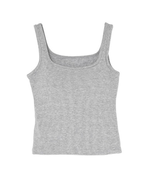 Re:EDIT（リエディ）の「[カップ付き/ノンワイヤー/ストレッチ/エアリータッチ]Libre Beauty Bra Top スクエアネックリブタンクトップ（タンクトップ・レディース・ネイビー/カーキ/ホワイト/グレー/ブラック・MEDIUM/LARGE）」の16枚目の写真