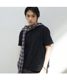 レイヤードペインティング半袖Tシャツ[ブラック]