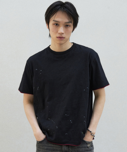 SLOWACID（スローアシッド）の「レイヤードペインティング半袖Tシャツ[ブラック]（Tシャツ/カットソー・レディース・その他・SMALL/MEDIUM/LARGE/X-LARGE）」の6枚目の写真
