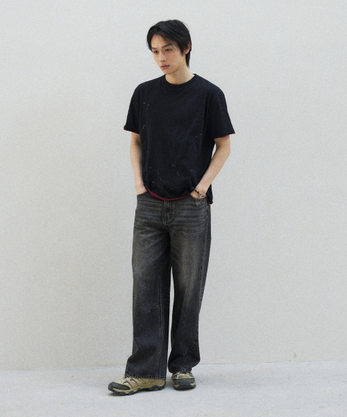SLOWACID（スローアシッド）の「レイヤードペインティング半袖Tシャツ[ブラック]（Tシャツ/カットソー・レディース・その他・SMALL/MEDIUM/LARGE/X-LARGE）」の7枚目の写真