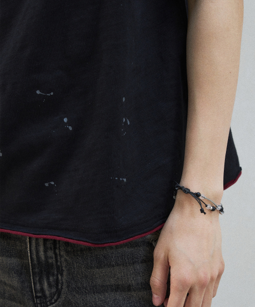 SLOWACID（スローアシッド）の「レイヤードペインティング半袖Tシャツ[ブラック]（Tシャツ/カットソー・レディース・その他・SMALL/MEDIUM/LARGE/X-LARGE）」の4枚目の写真