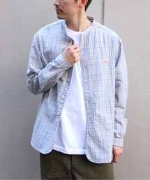 DANTON（ダントン）の「DANTON/ダントン 　バンドカラー ブラッシュドツイルチェック ロングスリーブシャツ　BAND COLLAR BRUSHED TWILL CHECK SHIRT　DT-0280 KTW（シャツ/ブラウス）」