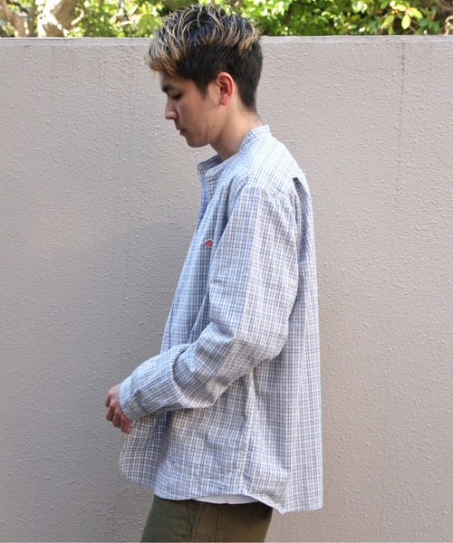 DANTON(ダントン)の「DANTON/ダントン バンドカラー ブラッシュドツイルチェック ロングスリーブシャツ BAND COLLAR BRUSHED TWILL CHECK SHIRT DT-0280 KTW(シャツ/ブラウス・メンズ・サックスブルー・44/42/40)」の5枚目の写真