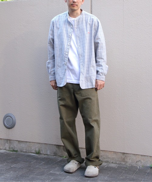 DANTON(ダントン)の「DANTON/ダントン バンドカラー ブラッシュドツイルチェック ロングスリーブシャツ BAND COLLAR BRUSHED TWILL CHECK SHIRT DT-0280 KTW(シャツ/ブラウス・メンズ・サックスブルー・44/42/40)」の7枚目の写真