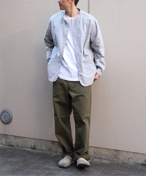 DANTON(ダントン)の「DANTON/ダントン バンドカラー ブラッシュドツイルチェック ロングスリーブシャツ BAND COLLAR BRUSHED TWILL CHECK SHIRT DT-0280 KTW(シャツ/ブラウス・メンズ・サックスブルー・44/42/40)」の8枚目の写真