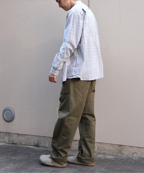 DANTON(ダントン)の「DANTON/ダントン バンドカラー ブラッシュドツイルチェック ロングスリーブシャツ BAND COLLAR BRUSHED TWILL CHECK SHIRT DT-0280 KTW(シャツ/ブラウス・メンズ・サックスブルー・44/42/40)」の9枚目の写真
