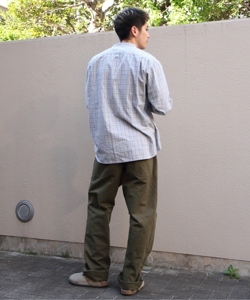 DANTON(ダントン)の「DANTON/ダントン バンドカラー ブラッシュドツイルチェック ロングスリーブシャツ BAND COLLAR BRUSHED TWILL CHECK SHIRT DT-0280 KTW(シャツ/ブラウス・メンズ・サックスブルー・44/42/40)」の10枚目の写真