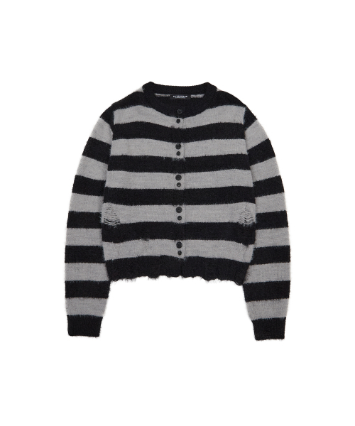 LUVISTRUE（ラヴイズトゥルー）の「EV STRIPE DAMAGE CARDIGAN(BLACK)（カーディガン/ボレロ・レディース・その他・FREE）」の2枚目の写真