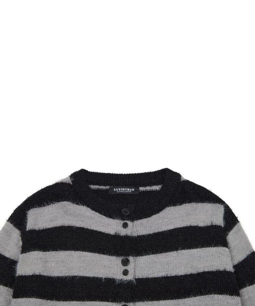 LUVISTRUE（ラヴイズトゥルー）の「EV STRIPE DAMAGE CARDIGAN(BLACK)（カーディガン/ボレロ・レディース・その他・FREE）」の4枚目の写真