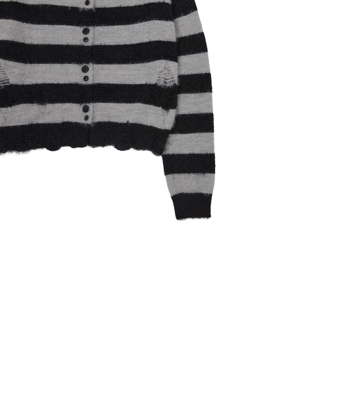 LUVISTRUE（ラヴイズトゥルー）の「EV STRIPE DAMAGE CARDIGAN(BLACK)（カーディガン/ボレロ・レディース・その他・FREE）」の5枚目の写真
