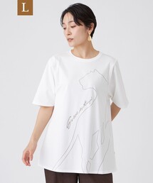 【L】【接触冷感・抗菌防臭・ウォッシャブル】超冷感コットンエンブロイダリーチュニックカットソー