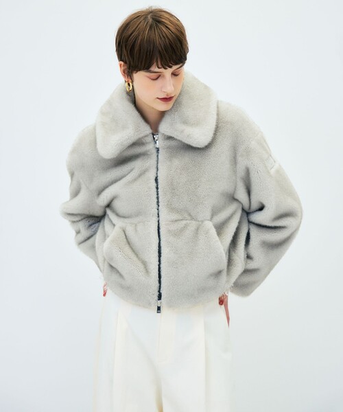 NOLLEY’S Sophi(ノーリーズソフィ)の「【TATRAS/タトラス】GOMA(ブルゾン・レディース・グレイッシュベージュ/チャコールグレー・2)」の1枚目の写真