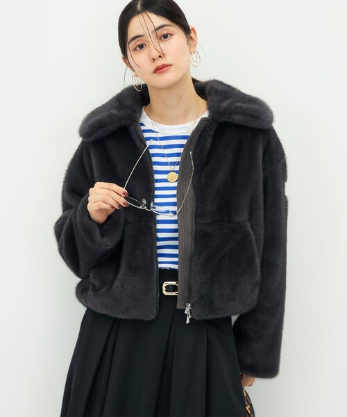NOLLEY’S Sophi(ノーリーズソフィ)の「【TATRAS/タトラス】GOMA(ブルゾン・レディース・グレイッシュベージュ/チャコールグレー・2)」の2枚目の写真
