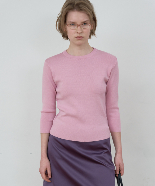 Majournee(マジョネ)の「BASIC 3/4 SLEEVE KNIT_PINK(ニット/セーター・レディース・PINK・SMALL/MEDIUM)」の1枚目の写真
