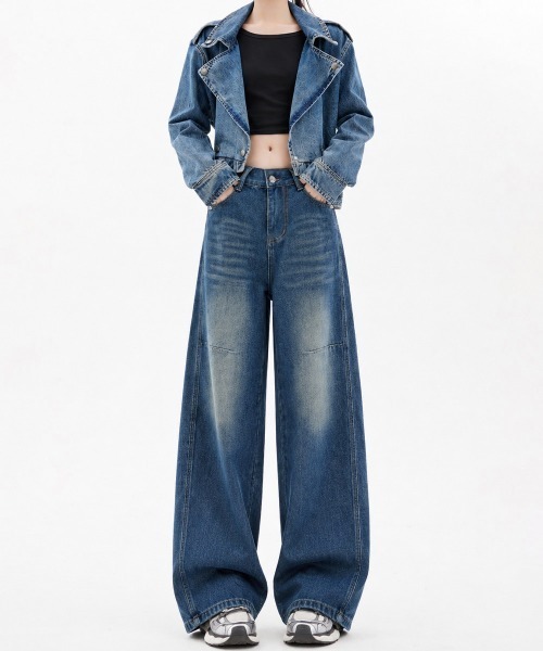 Miniministore(ミニミニストア)の「ワイドデニムパンツ ハイウエストジーンズ(デニムパンツ・レディース・インディゴブルー・L/M/XL/S)」の13枚目の写真