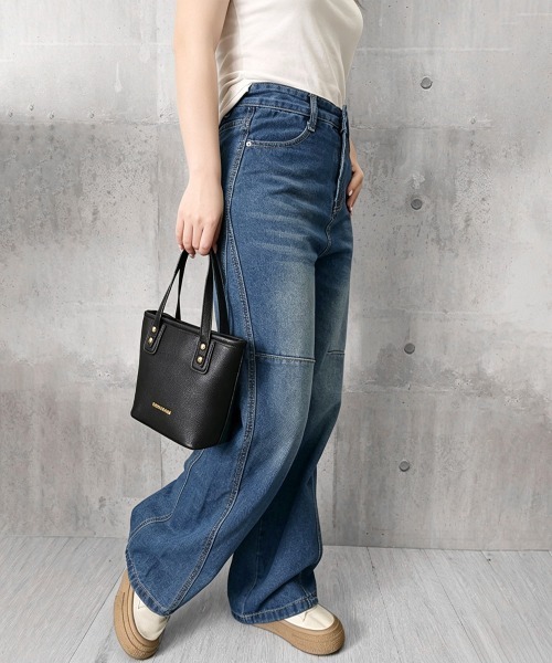 Miniministore(ミニミニストア)の「ワイドデニムパンツ ハイウエストジーンズ(デニムパンツ・レディース・インディゴブルー・L/M/XL/S)」の16枚目の写真