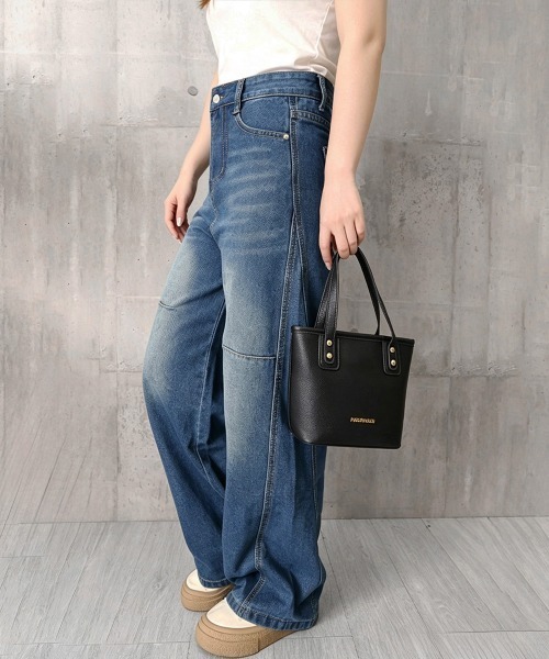 Miniministore(ミニミニストア)の「ワイドデニムパンツ ハイウエストジーンズ(デニムパンツ・レディース・インディゴブルー・L/M/XL/S)」の17枚目の写真