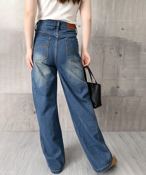 Miniministore(ミニミニストア)の「ワイドデニムパンツ ハイウエストジーンズ(デニムパンツ・レディース・インディゴブルー・L/M/XL/S)」の7枚目の写真