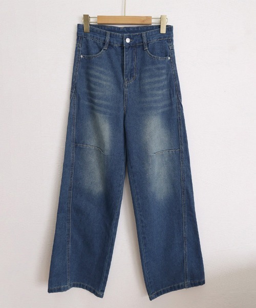 Miniministore(ミニミニストア)の「ワイドデニムパンツ ハイウエストジーンズ(デニムパンツ・レディース・インディゴブルー・L/M/XL/S)」の8枚目の写真