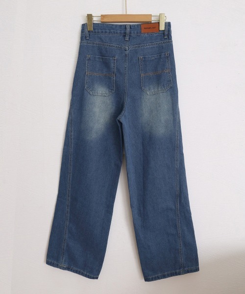 Miniministore(ミニミニストア)の「ワイドデニムパンツ ハイウエストジーンズ(デニムパンツ・レディース・インディゴブルー・L/M/XL/S)」の9枚目の写真