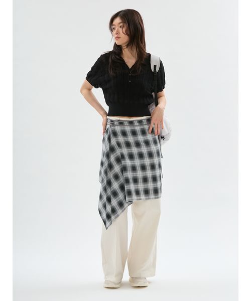 emmi(エミ)の「チェックラップスカート×セミフレアパンツ【セットアップ対応】(その他パンツ・レディース・ブラック/ライトグレー・0/1)」の21枚目の写真