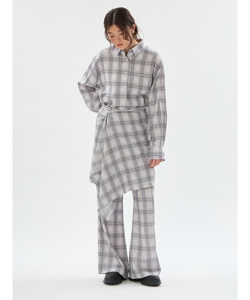 emmi(エミ)の「チェックラップスカート×セミフレアパンツ【セットアップ対応】(その他パンツ・レディース・ブラック/ライトグレー・0/1)」の8枚目の写真