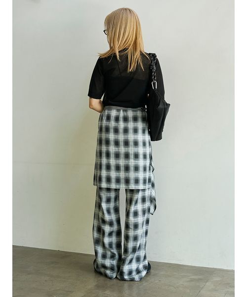 emmi(エミ)の「チェックラップスカート×セミフレアパンツ【セットアップ対応】(その他パンツ・レディース・ブラック/ライトグレー・0/1)」の10枚目の写真