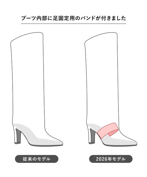 MAMIAN(マミアン)の「ポインテッドトゥ ワイドシャフト ロングブーツ (8.0cmヒール)(ブーツ・レディース・ベージュ/ブラック・M/S/LL/L)」の14枚目の写真