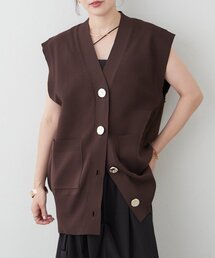 大人上品なアクセント◇金ボタンリッチニットベスト