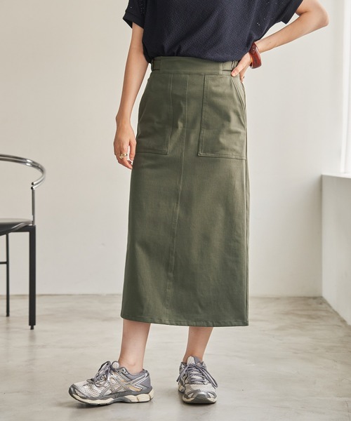 ikka(イッカ)の「GOKU楽 Iラインタイトスカート(スカート・レディース・ベージュ/ダークオリーブ/ブラック/ネイビー・M/L/S)」の3枚目の写真